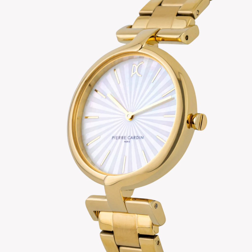 Pierre Cardin Women’S Gold Stainless Steel Watch, White Dial | Cmd.3513