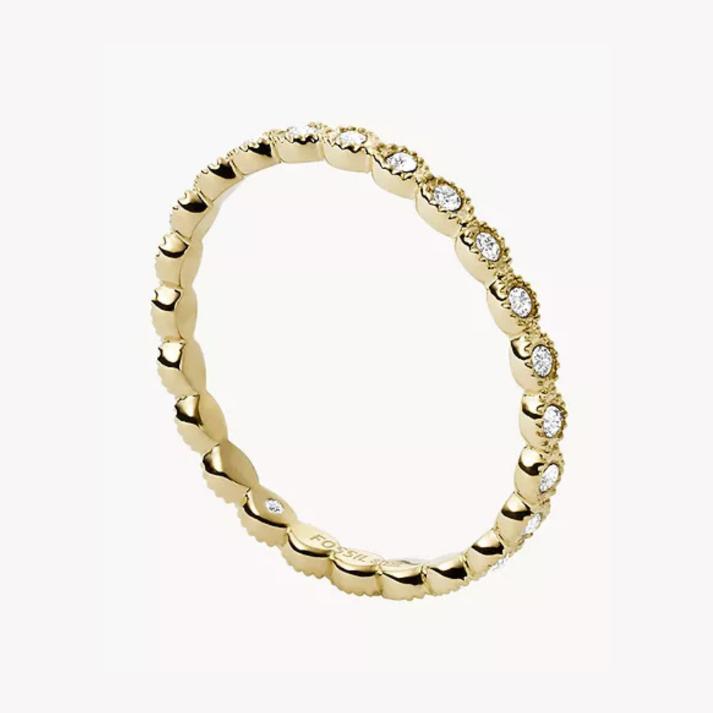 Fossil Women's Gold-Tone Ring, Crystal Accents | JF03749710502