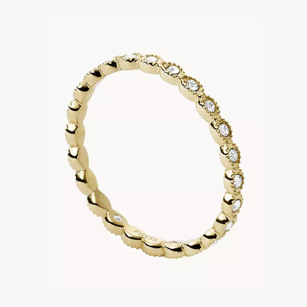 Fossil Women's Gold-Tone Ring, Crystal Accents | JF03749710502