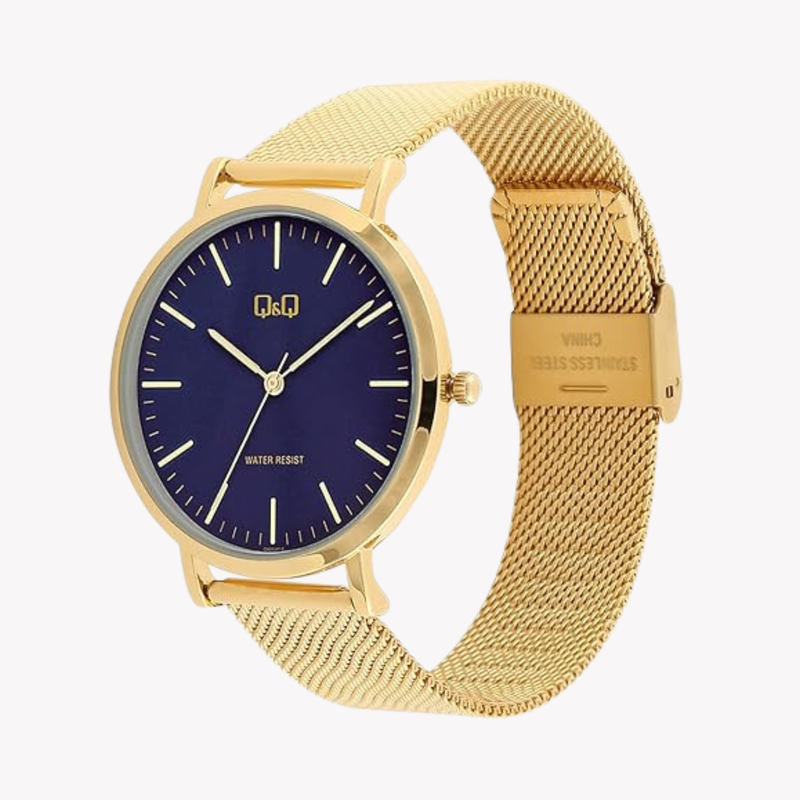 Q&Q Men's Gold Men's Watch, Blue Dial | QA20J012Y