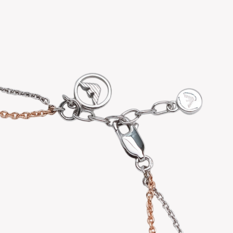 Emporio Armani Women's Silver & Rose Gold Jewelry Set, Mother of Pearl Heart Charms | EG3417221