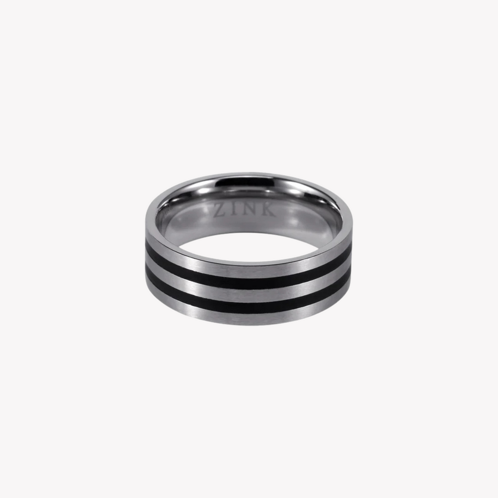 Zink Men's Silver & Black Stainless Steel Ring | Zjrg005spb by i-watch