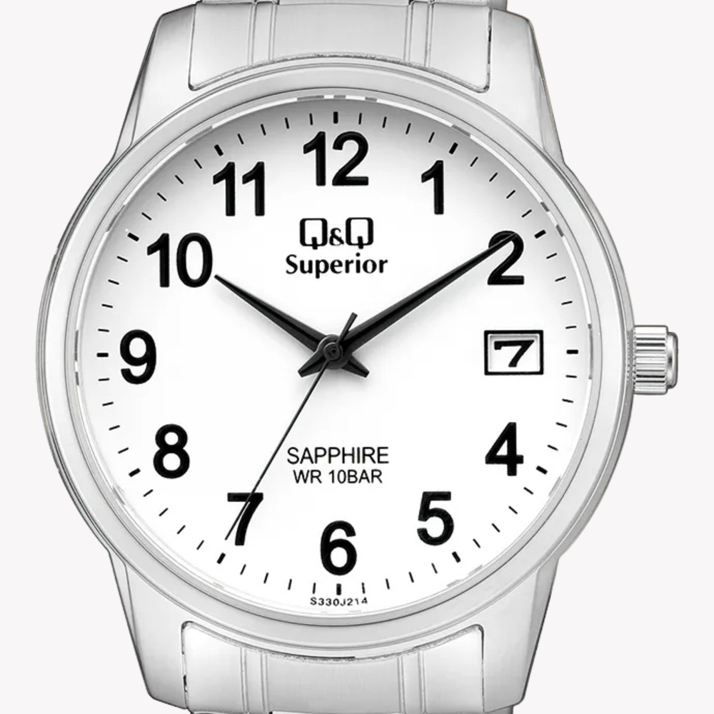 Q&Q Men's Silver Watch, White Dial | S330J214Y