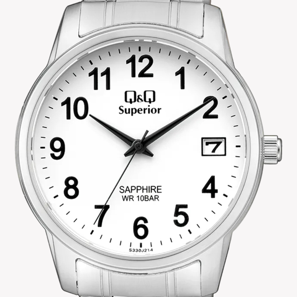 Q&Q Men's Silver Watch, White Dial | S330J214Y