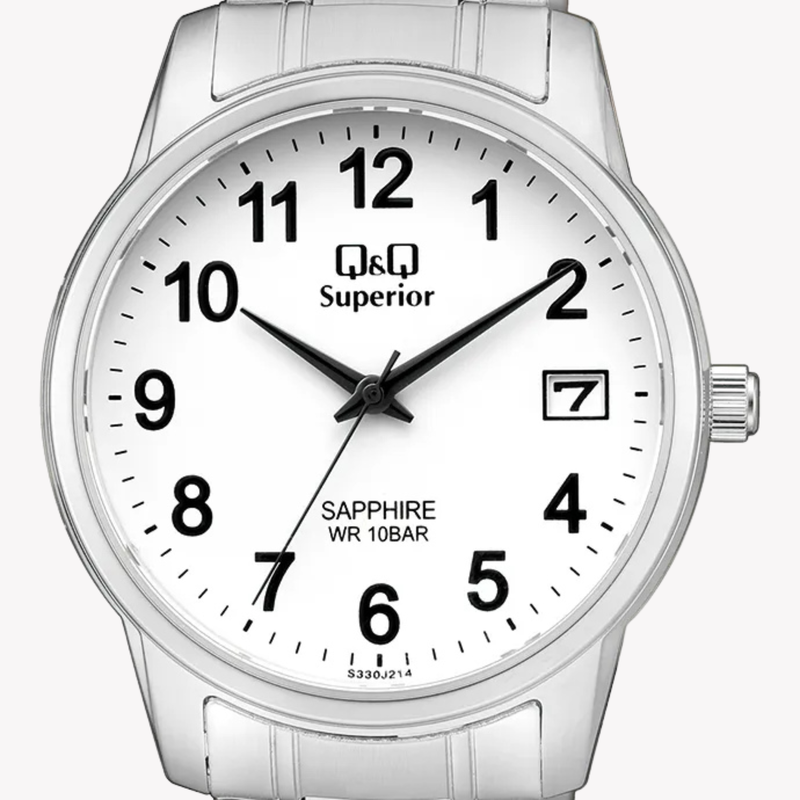 Q&Q Men's Silver Watch, White Dial | S330J214Y