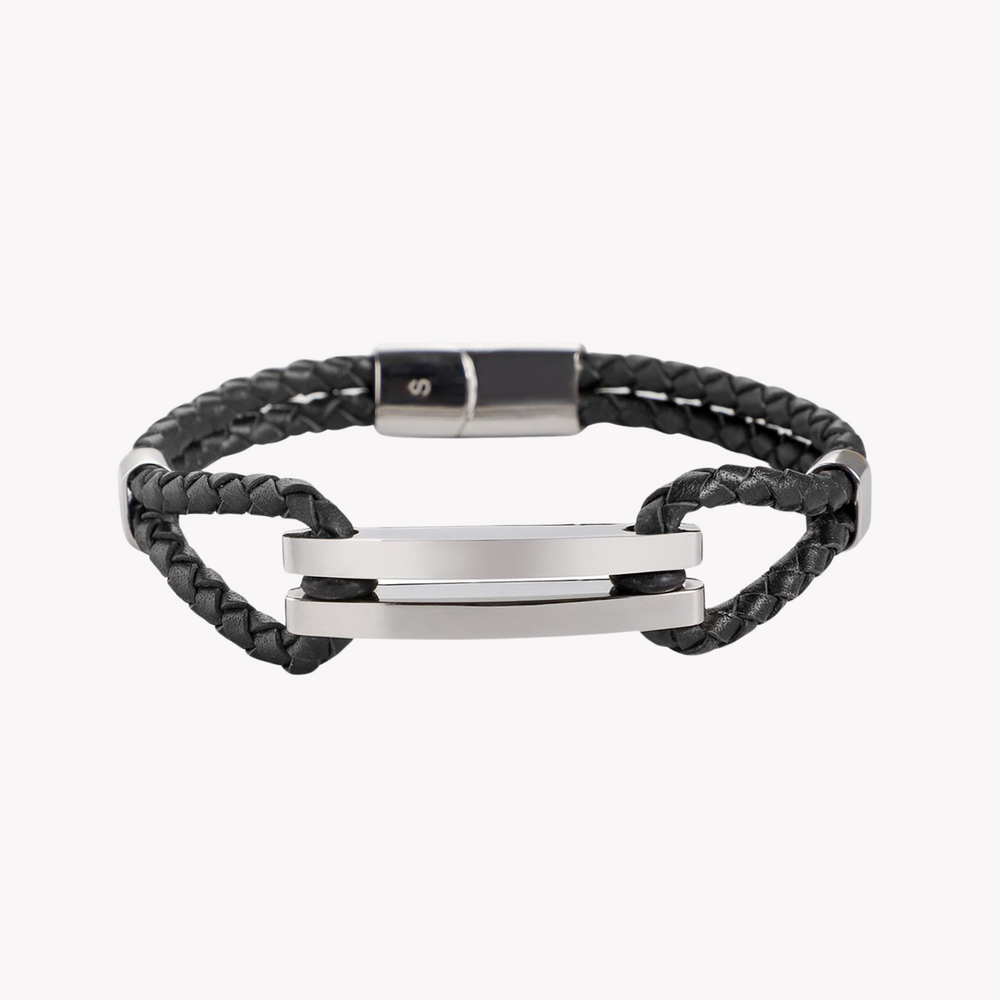 Zink Men's Silver & Black Stainless Steel Bracelet | Zjbc016slpb