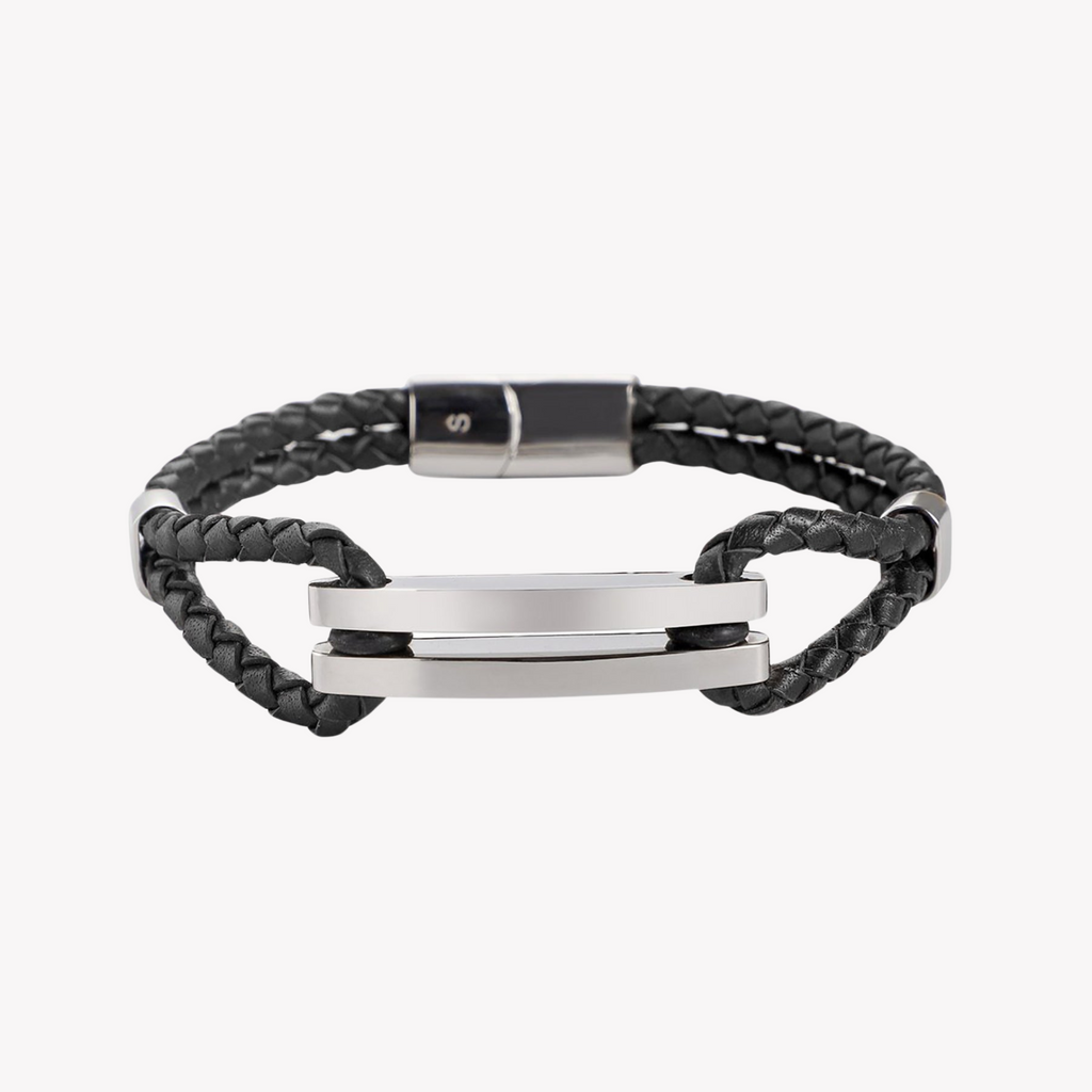 Zink Men's Silver & Black Stainless Steel Bracelet | Zjbc016slpb