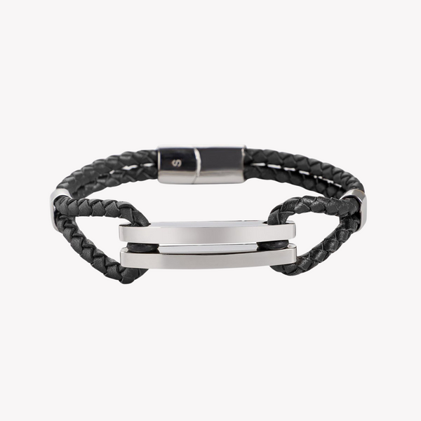 Zink Men's Silver & Black Stainless Steel Bracelet | Zjbc016slpb