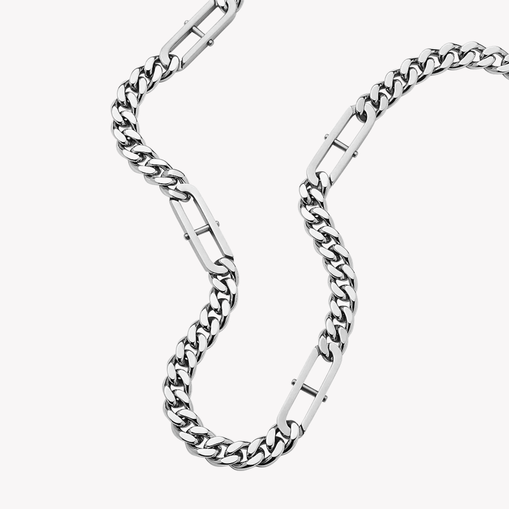 Fossil Jewels Men's Silver Necklace, D-Link Chain | JF04356040