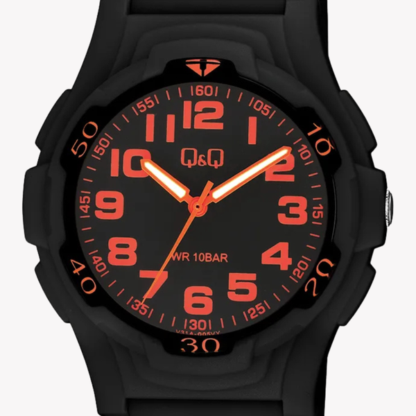 Q&Q Men's Black Watch, Black Dial | V31A-005VY