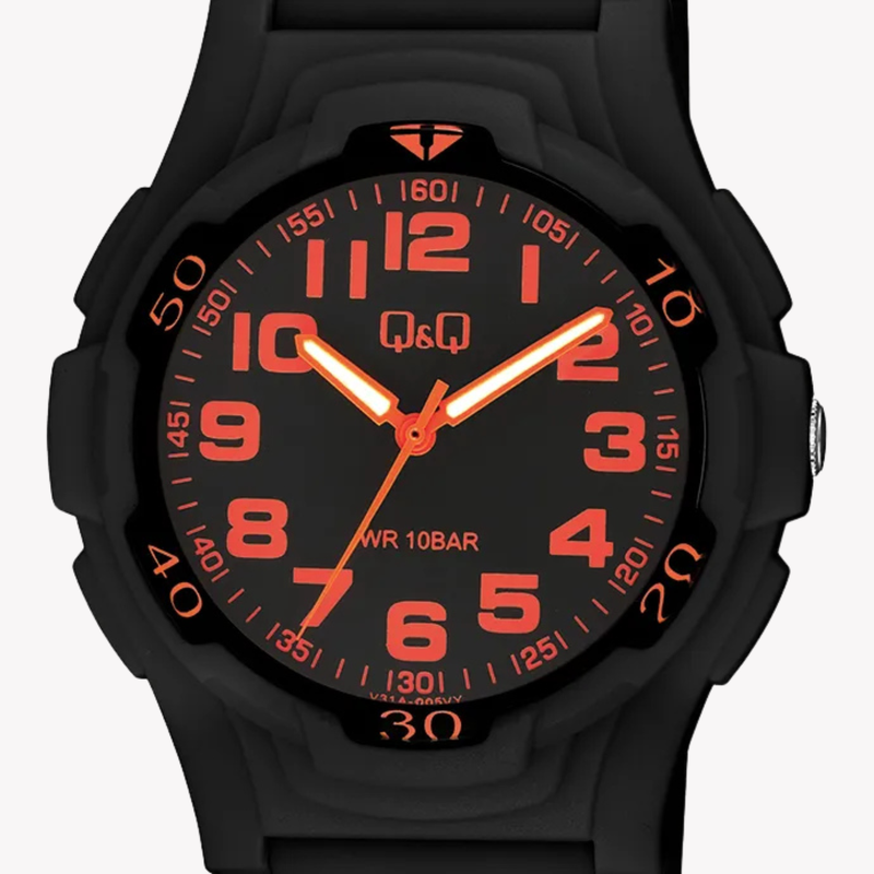 Q&Q Men's Black Watch, Black Dial | V31A-005VY