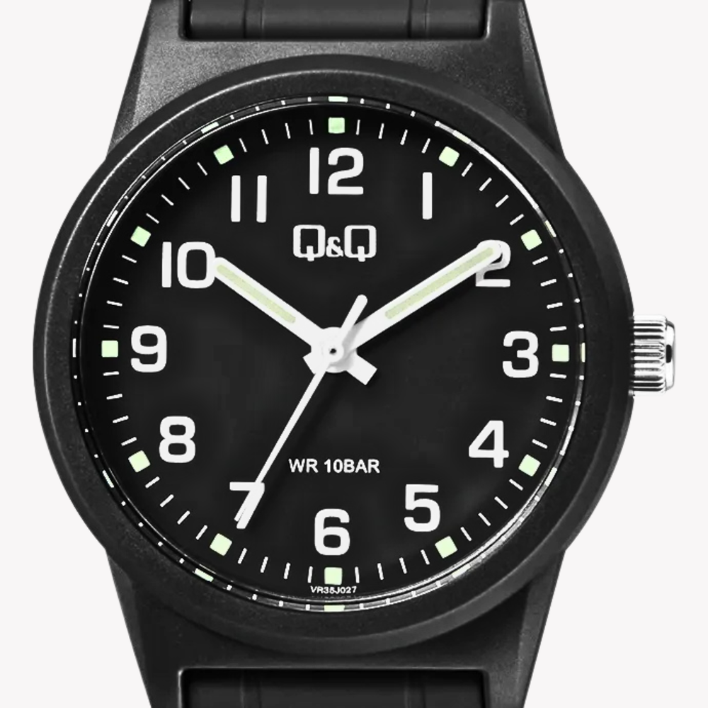 Q&Q Men's Black Men's Watch, Black Dial | VR35J027Y