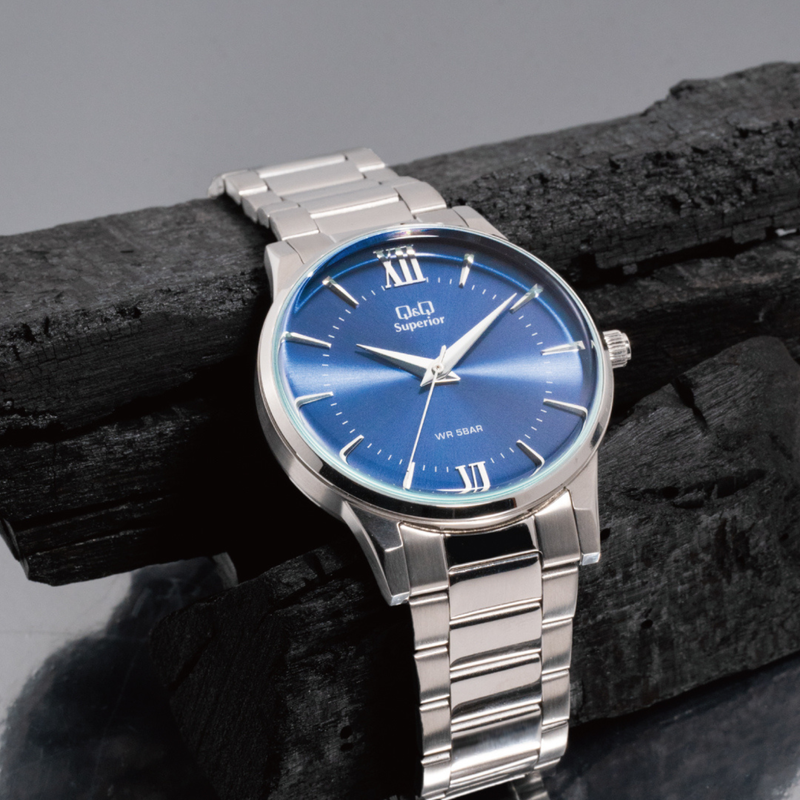 Q&Q Men's Silver Watch, Blue Dial | C24A-002VY