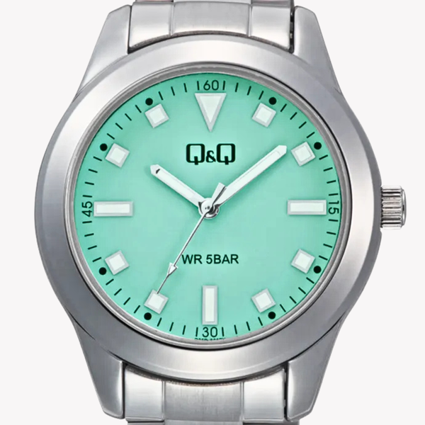 Q&Q Women's Silver Watch, Tiffany Blue Dial | Q35B-007PY