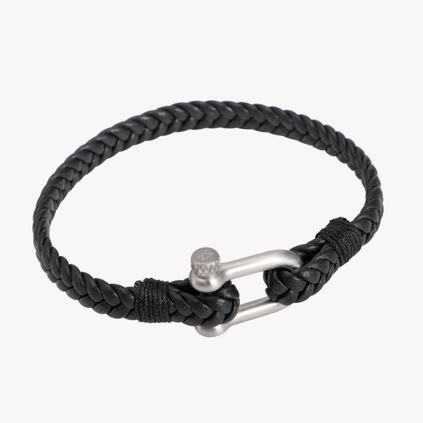 Zink Men's Black & Silver Stainless Steel & Leather Bracelet | Zjbc044sm
