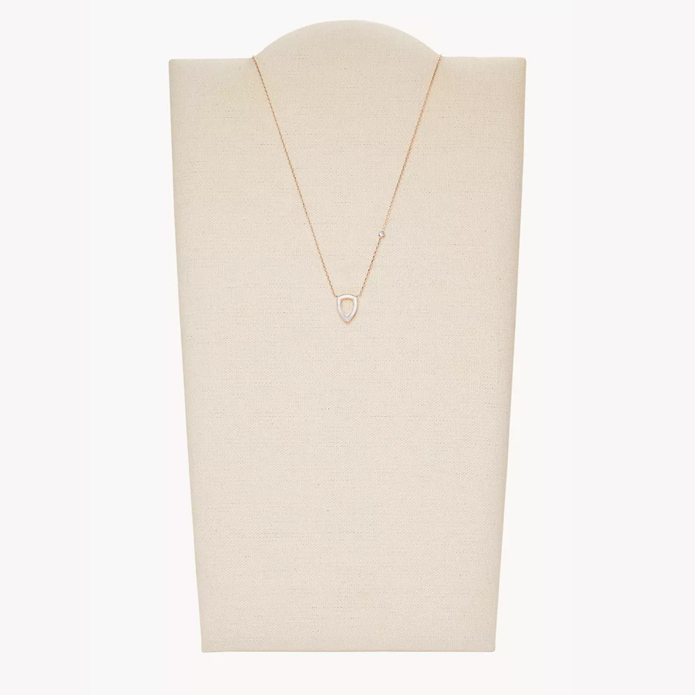 Fossil Women's Rose Gold Necklace, White Mother-of-Pearl | JF03067791
