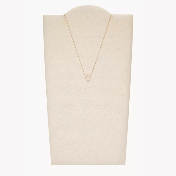 Fossil Women's Rose Gold Necklace, White Mother-of-Pearl | JF03067791