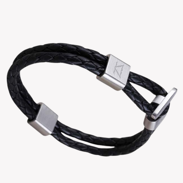 Zink Men's Black Stainless Steel & Leather Bracelet | Zjbc004slb