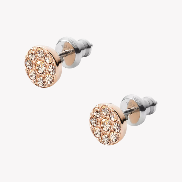 Fossil Women's Rose Gold Earrings, Crystal Accents | JF00830791