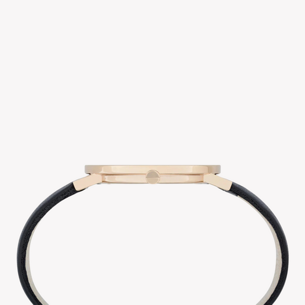 Pierre Cardin Women's Black Leather Watch, White Dial | Cbv.1014