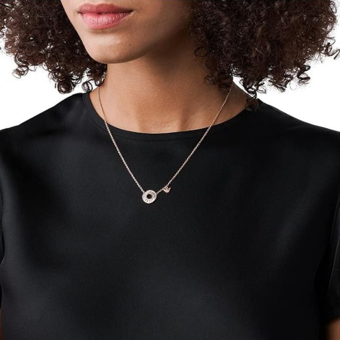 Emporio Armani Women's Rose Gold Necklace, PavÃ© Crystal Double Ring | EG3457221