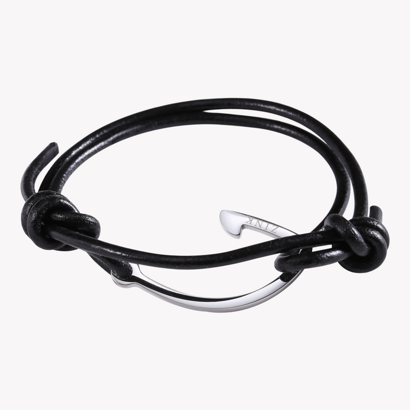 Zink Men's Black & Silver Stainless Steel & Leather Bracelet | Zjbc024lpb