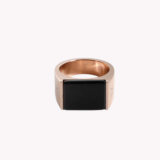 Zink Men's Rose Gold & Black Stainless Steel Ring | Zjrg039rg