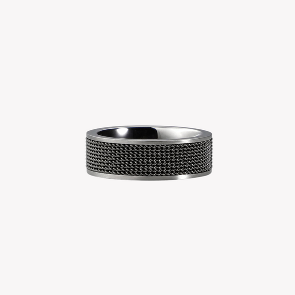 Zink Men's Silver & Black Stainless Steel Ring | Zjrg006spmg