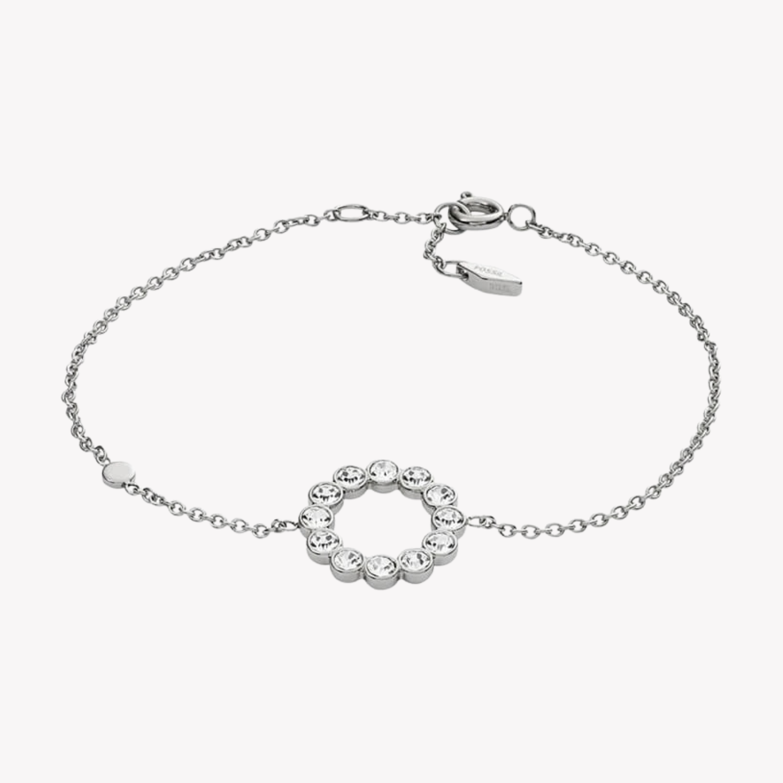 Fossil Women's Silver Bracelet, White Crystals | JF02799040