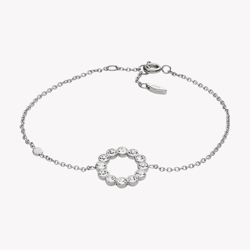 Fossil Women's Silver Bracelet, White Crystals | JF02799040