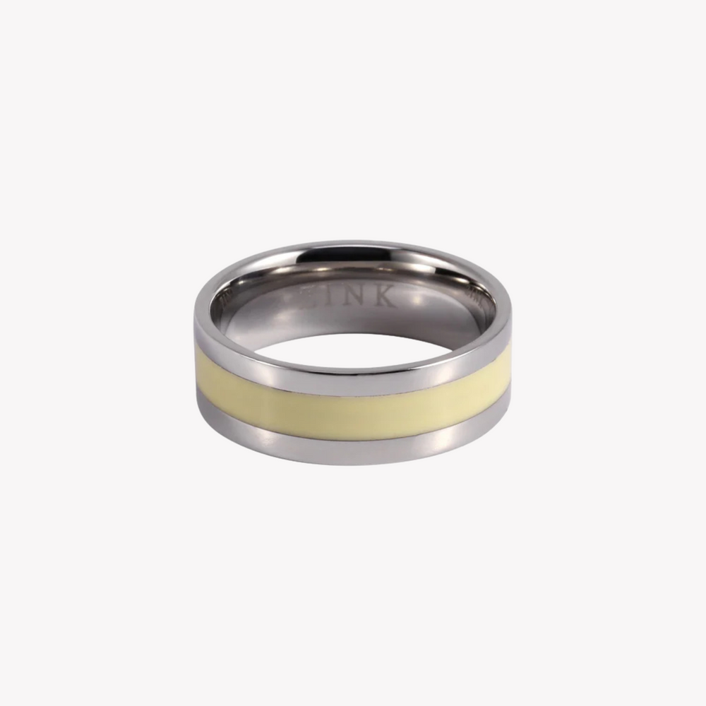 Zink Men's Silver & Beige Stainless Steel Ring | Zjrg002spw