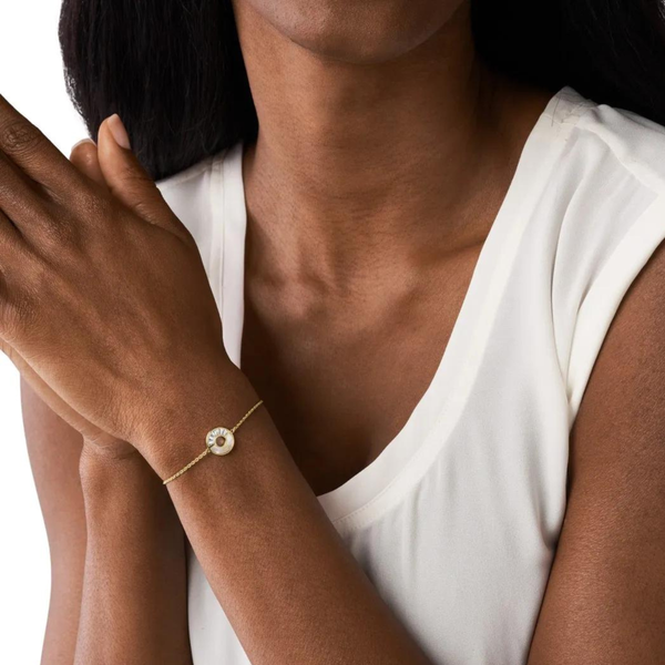 Emporio Armani Women's Gold Bracelet, Mother of Pearl & Crystal Charm | EG3558710