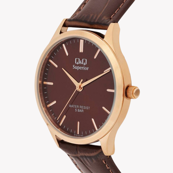 Q&Q Men's Gold Men's Watch, Brown Dial | S278J102Y