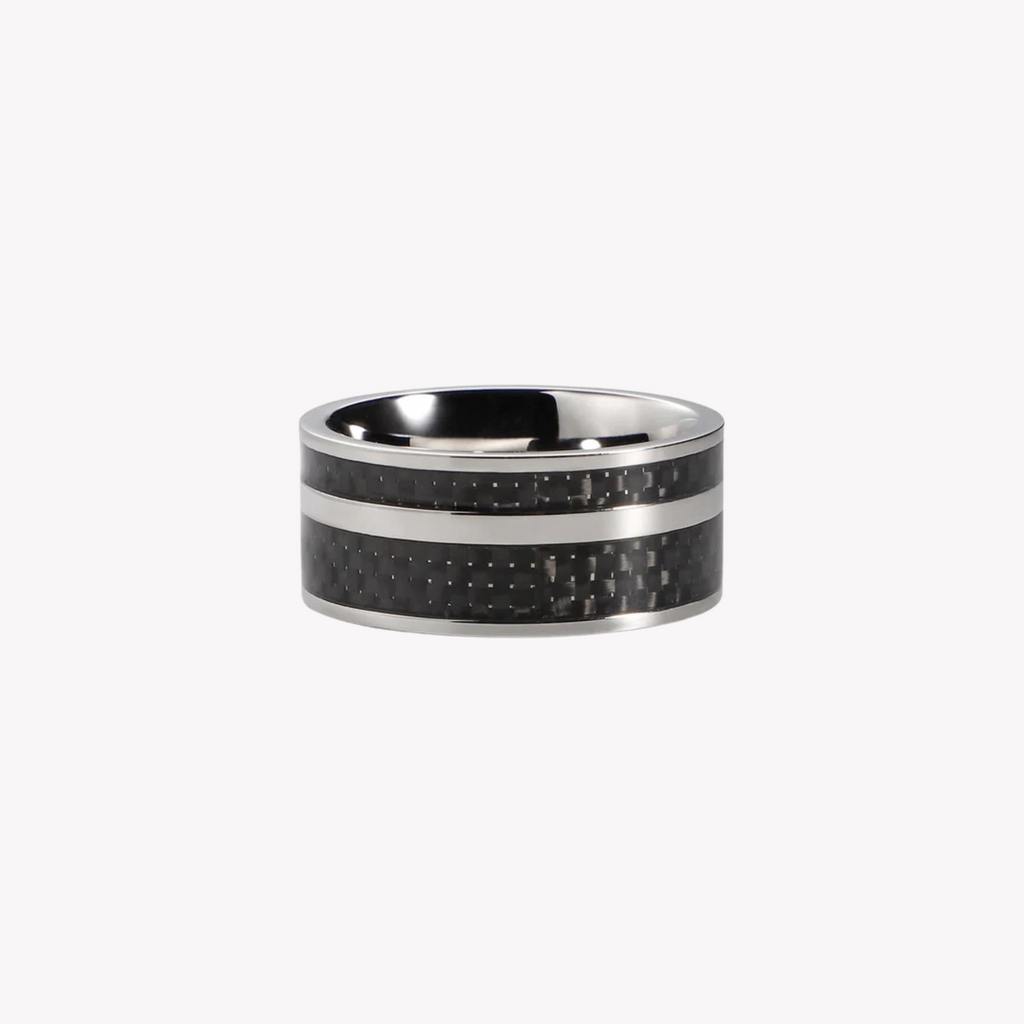 Zink Men's Silver & Black Stainless Steel Ring | Zjrg016sps