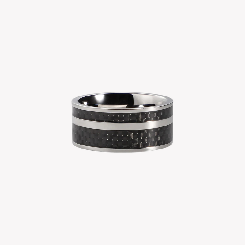 Zink Men's Silver & Black Stainless Steel Ring | Zjrg016sps