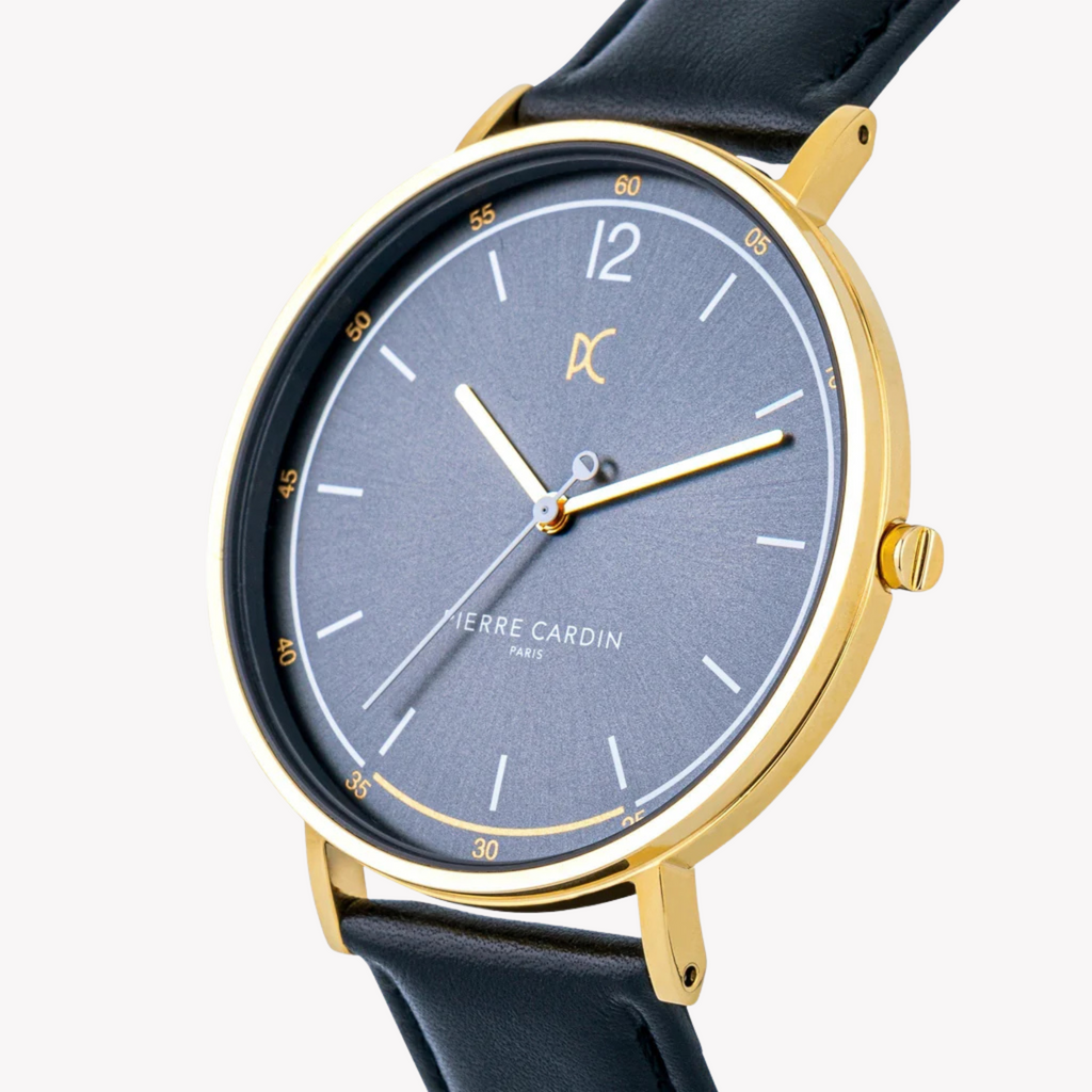 PIERRE CARDIN CBN.3007 LUXUSUHR FÜR HERREN – STILVOLLES GRAUES ZIFFERBLATT & SCHWARZES LEDERBAND