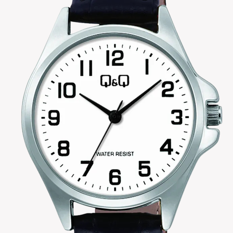 Q&Q Women's Silver & Black Watch, White Dial | C37A-013PY