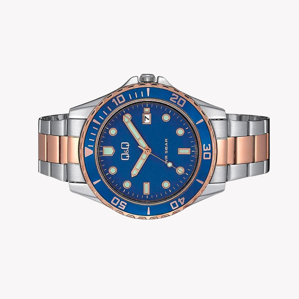 Q&Q Men's Silver Watch, Blue Dial | A172J422Y