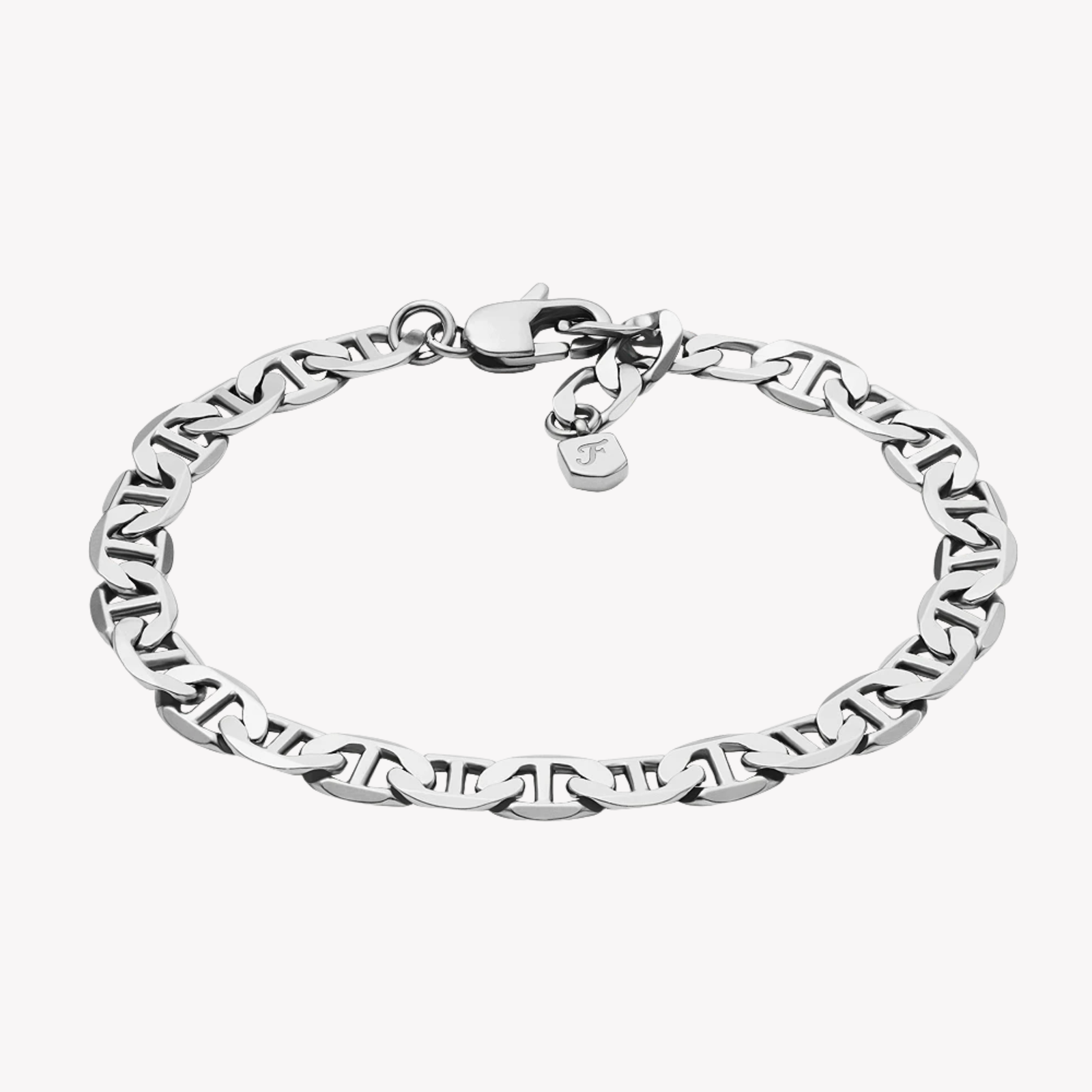 Fossil Unisex Silver Bracelet, Heritage Anchor Chains | JA7239040