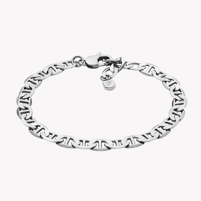 Fossil Unisex Silver Bracelet, Heritage Anchor Chains | JA7239040