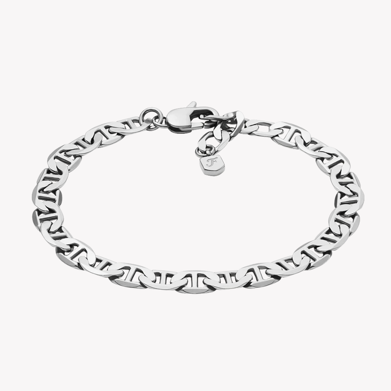 Fossil Unisex Silver Bracelet, Heritage Anchor Chains | JA7239040