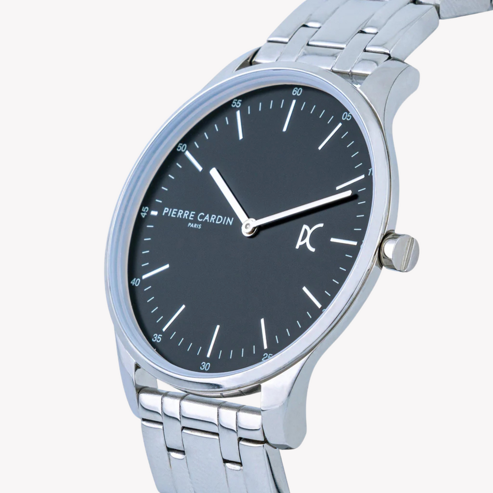 Pierre Cardin Men's Silver Stainless Steel Watch, Black Dial | Cba.4010 by i-watch