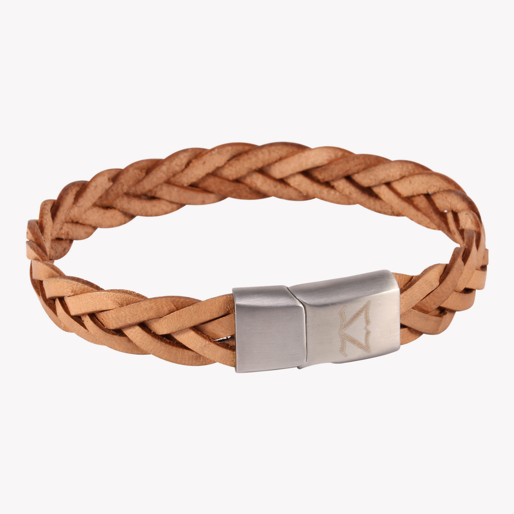 Zink Men's Brown Stainless Steel & Leather Bracelet | Zjbc005slc