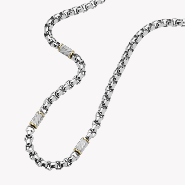 Fossil Men's Silver & Gold Necklace, Two-Tone Chain | JF04145998