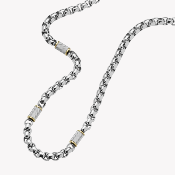 Fossil Men's Silver & Gold Necklace, Two-Tone Chain | JF04145998