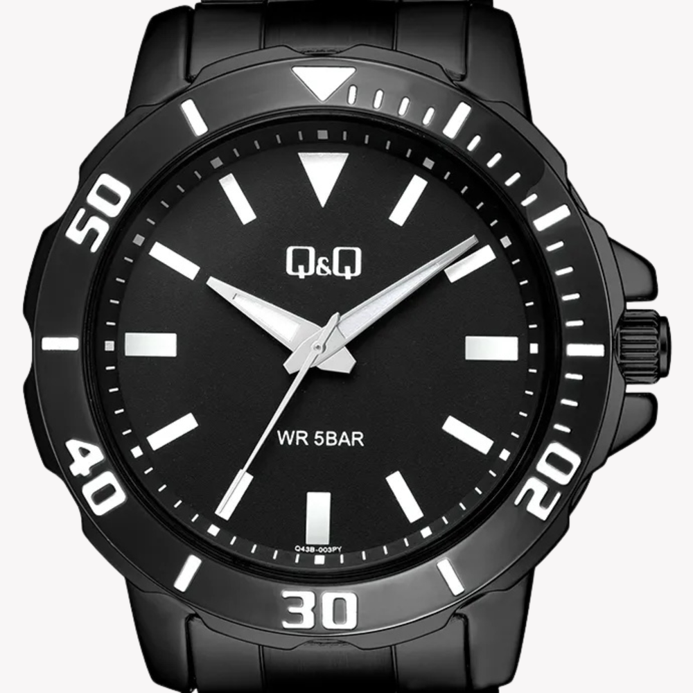 Q&Q Men's Black Men's Watch, Black Dial | Q43B-003PY