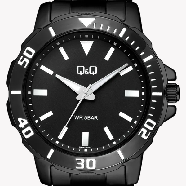 Q&Q Men's Black Men's Watch, Black Dial | Q43B-003PY