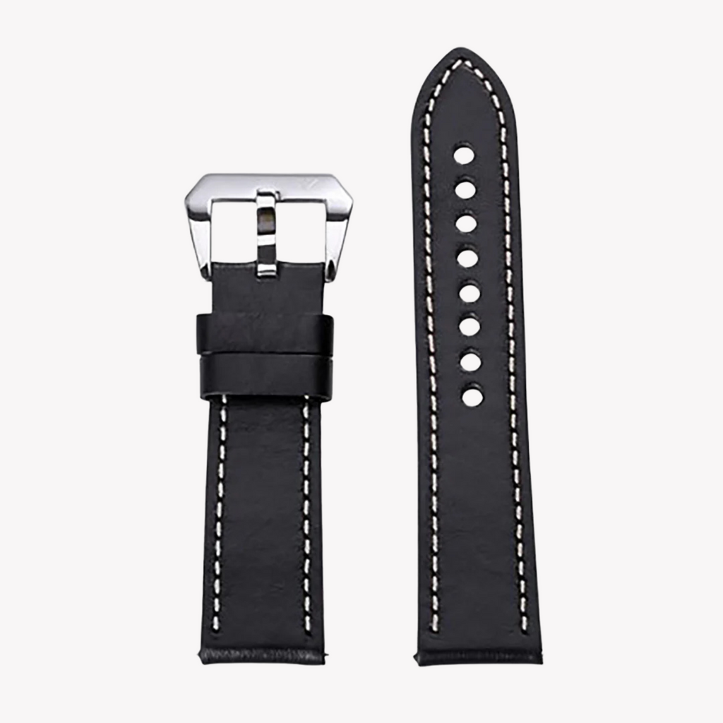 Zink Men's Leather Watch Band - Black | Zlb003bs