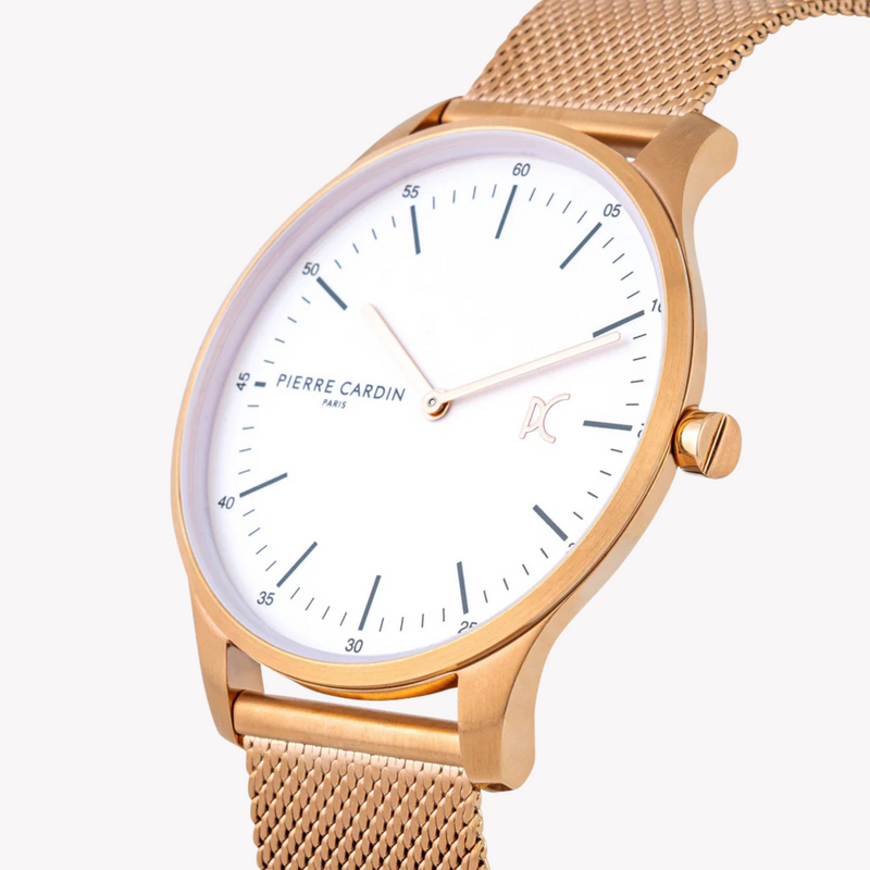 Pierre Cardin Men's Rose Gold Watch, Silver Dial | Cba.4013