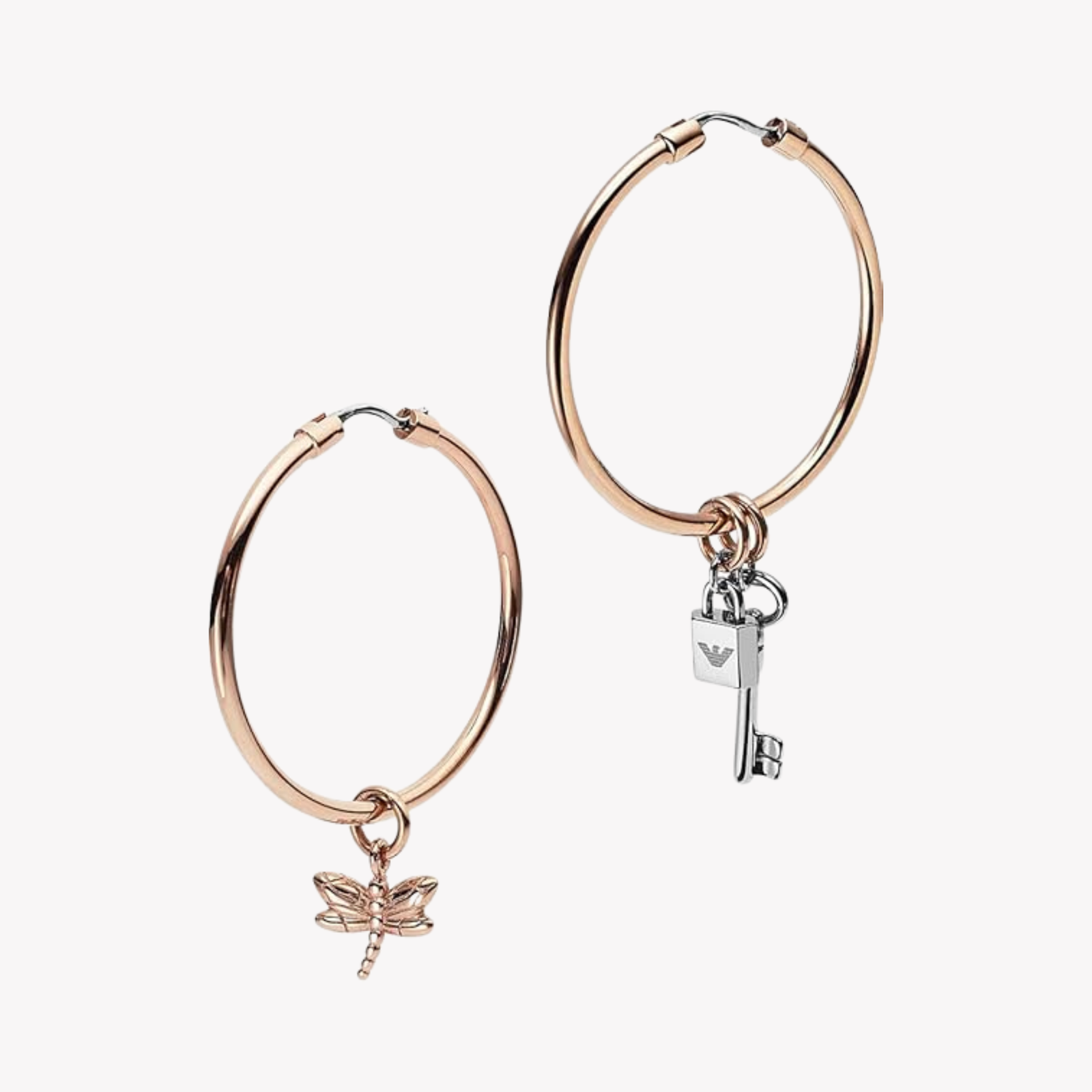 Emporio Armani Women's Rose Gold Earrings, Crystal PavÃ© Hoops | EGS2579221